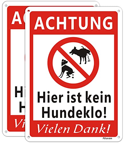 2 Stück Achtung Hier ist kein Hundeklo Schild 25x18cm Vorsicht Warnung Schild Hunde kacken verboten Aluminium mit UV-Schutz Keine Hundetoilette Schilder Verbotsschild Hundekot Hundehaufen Warnschilder von Afuven