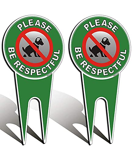 2 Stück No Poop Dog Schilder Please Be Respectful, Rostfreies Aluminium, einfache Montage für den Außenbereich, wasserdichte und langlebige Tinte von Afuven