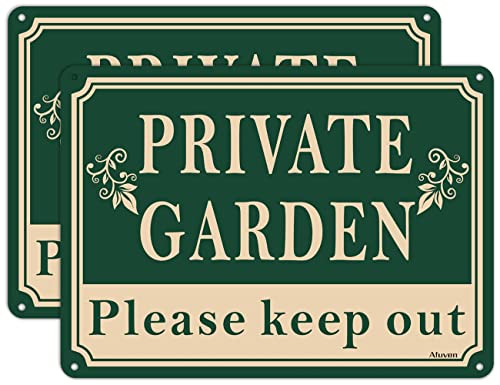 2 Stück Sicherheitsschilder "Private Garden Please Keep Out", Metall, reflektierend, 25 x 18 cm, private Schilder, kein Trespassing, Schilder, Außentor, rostfreies Aluminium, UV-bedruckt, einfache von Afuven