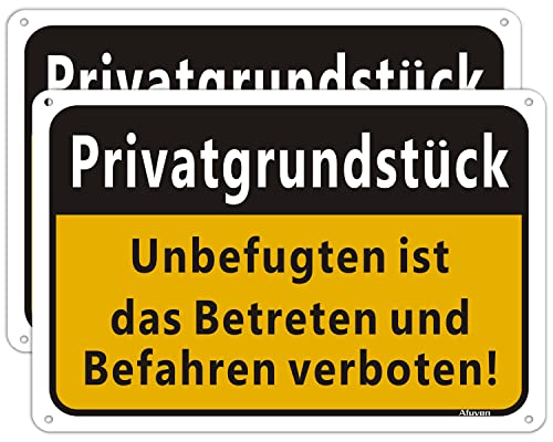 Privatgrundstück Schild Unbefugten ist das betreten und befahren verboten Schild Alu Privatbesitzschilder 30x20cm Grundstück Privat Verbotsschild Betreten verboten Warnhinweis widerrechtlich 2 Stück von Afuven