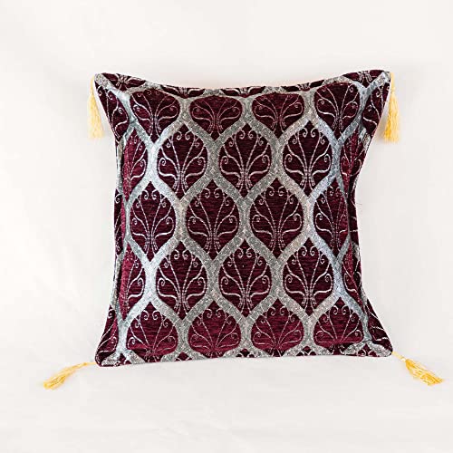 Aga's Own Decorative Sofa Cushion Cover with Zipper for Bedroom - Sofa Cushion - Perfect for Home Decor Dunkel Weinrot- Oriental Pattern (40x40cm) von Aga's Own