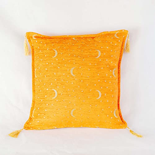Aga's Own Dekorativer Sofa-Kissenbezug mit Reißverschluss für Schlafzimmer – Sofakissen – Perfekt für Heimdekoration – Erhältlich in Mehreren Farben – Orange – Mond und Stern (40 x 40 cm) von Aga's Own