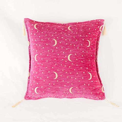 Aga's Own Dekorativer Sofa-Kissenbezug mit Reißverschluss für Schlafzimmer – Sofakissen – Perfekt für Heimdekoration – Erhältlich in Mehreren Farben – Pink – Mond und Stern (40 x 40 cm) von Aga's Own