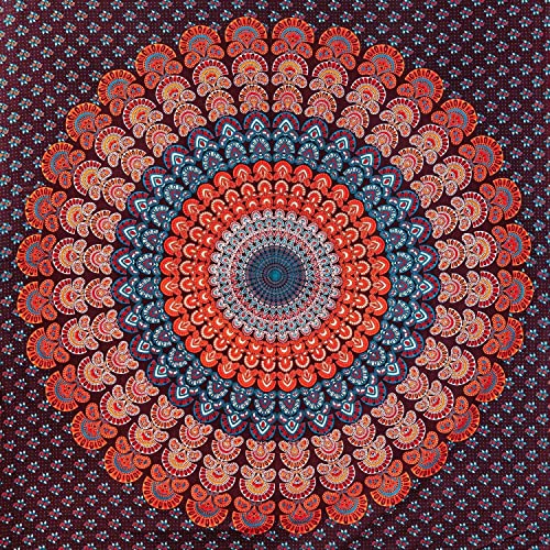 Aga's Own Mandala Tapisserie – Psychedelic Wall Art Hanging – Überwurf aus Baumwolle Tapisserie für Wohnzimmer, Schlafzimmer Home – ästhetisches Wandtuch für den Strand oder zu Hause(TD_02_Weinrot) von Aga's Own