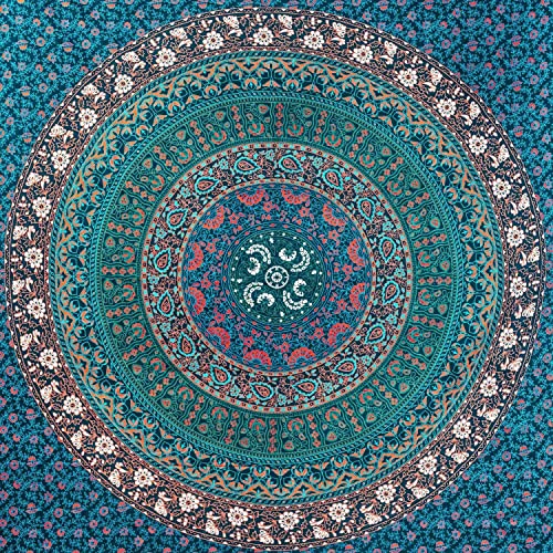 Aga's Own Mandala Tapisserie – Psychedelic Wall Art Hanging – Überwurf aus Baumwolle Tapisserie für Wohnzimmer, Schlafzimmer Home – ästhetisches Wandtuch für den Strand oder zu Hause(TD_03_BlauBunt) von Aga's Own