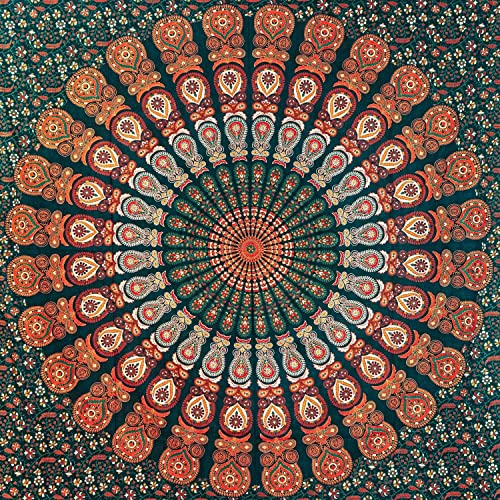 Aga's Own Mandala Tapisserie – Psychedelic Wall Art Hanging – Überwurf aus Baumwolle Tapisserie für Wohnzimmer, Schlafzimmer Home – ästhetisches Wandtuch für den Strand oder zu Hause (TD_01_Grün) von Aga's Own