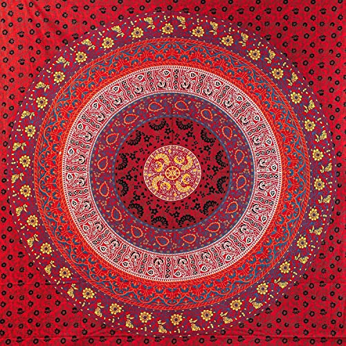 Aga's Own Mandala Tapisserie – Psychedelic Wall Art Hanging – Überwurf aus Baumwolle Tapisserie für Wohnzimmer, Schlafzimmer Home – ästhetisches Wandtuch für den Strand oder zu Hause (TD_03_Rot) von Aga's Own