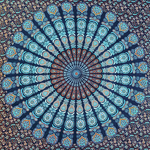 Aga's Own Mandala Tapisserie – Psychedelic Wall Art Hanging – Überwurf aus Baumwolle für Wohnzimmer, Schlafzimmer Home – ästhetisches Wandtuch für den Strand oder zu Hause (TD_01_Blau) von Aga's Own