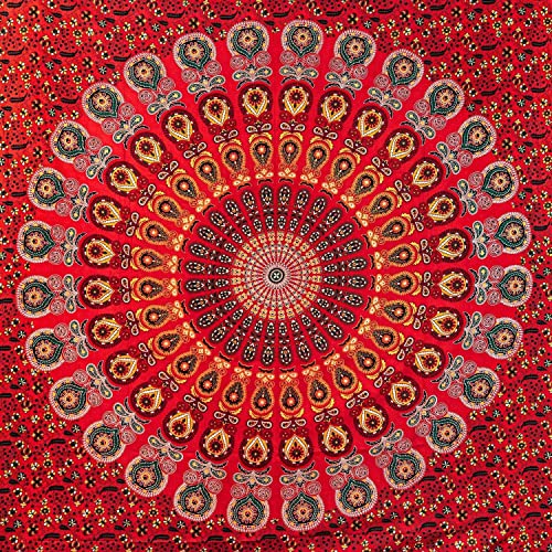 Aga's Own Mandala Tapisserie – Wall Art Hanging – Überwurf aus Baumwolle Tapisserie für Wohnzimmer, Schlafzimmer Home – ästhetisches Wandtuch für den Strand oder zu Hause (TD_01_Rot) von Aga's Own