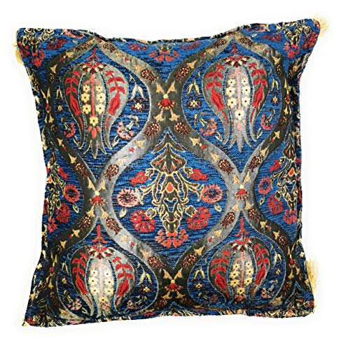 Agas Own Cord Weiches Massiv Dekorativen Quadratisch Überwurf Orient Orientalisches Kissenbezüge Kissen für Sofa Schlafzimmer Auto 18"x18", 45 x 45 cm (Blau Floral) von Aga's Own