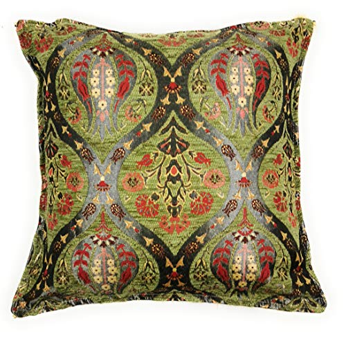 Agas Own Cord Weiches Massiv Dekorativen Quadratisch Überwurf Orient Orientalisches Kissenbezüge Kissen für Sofa Schlafzimmer Auto 18"x18", 45 x 45 cm (Grün Floral) von Aga's Own