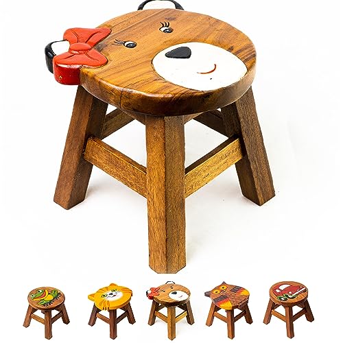 Agas Own Tritthocker für Kinder aus Holz - Handmade in Premium Qualität - Holztritt aus Massivholz - Große Designauswahl als Stuhl, Fußbank & Sitzhocker - Melkhocker - Pflanzenhocker (Bär 1) von Aga's Own