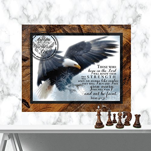 Jesaja 40:31 | Christliche Wandkunst | Bibelvers | Heimdekoration | inspirierende Kunst | Skripture Kunstdruck | Soar On Wings Like Eagles (8 x 10) von Agape Christian Art