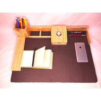 Büro-Schreibtisch-Organizer-Set, Büro-Set Aus Holz, Schreibtisch-Set Mit Uhr, Büro-Tisch-Organizer, Büro-Aufbewahrungsschreibtisch, Kartenhalter von AgarwalCraftsPalace