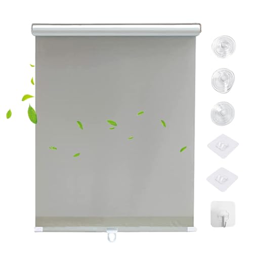 Agashi Rollos Mit Saugnäpfen, Keine Bohrungen, Verdunkelungsvorhänge, Wärmeisolierte Rollos, Temporäre Verdunkelungsrollos, Fenster-Vorhänge/Gray/45 * 125Cm(17.7 * 49.2In) von Agashi