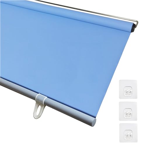 Agashi Saugnapf-Rollos Ohne Bohren, Verdunkelungsvorhänge, Temporäre Fensterrollos, Sonnenschutz, Wärmeisolierung/Light Blue/150 * 200Cm(59 * 78.7In) von Agashi