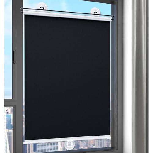 Agashi Sonnenschutzrollos, Verdunkelungsvorhänmit Saugnäpfen, Einziehbar, Temporäre Wärmeisolierende Rollos, Sichtschutz-Rollos/W*H/75 * 100Cm/30 * 39In von Agashi