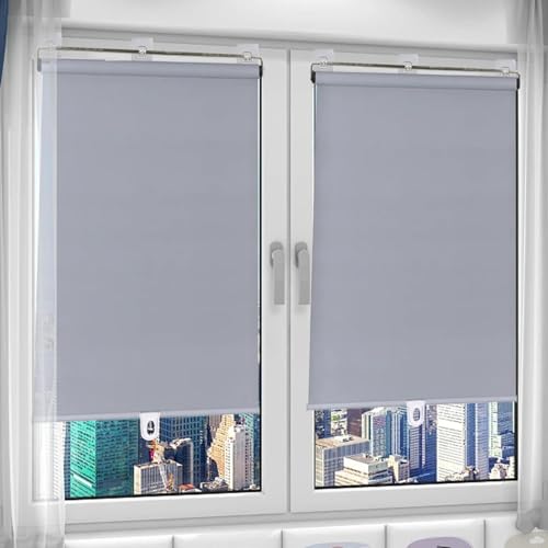 Agashi Verdunkelungsrollos, Einziehbare Balkonvorhänge, Temporäre Fensterabdeckvorhänge, Sichtschutzrollos Mit Saugnäpfen/Gray/145 * 150Cm(57.1 * 59In) von Agashi