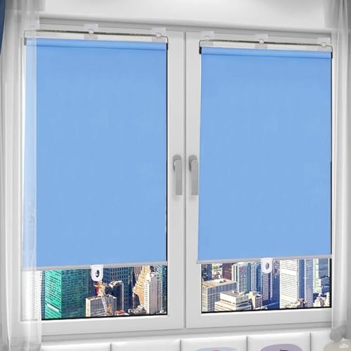 Agashi Verdunkelungsrollos, Einziehbare Balkonvorhänge, Temporäre Tragbare Fensterabdeckvorhänge, Sichtschutzrollos Mit Saugnäpfen/Blue/140 * 200Cm(55.1 * 78.7In) von Agashi