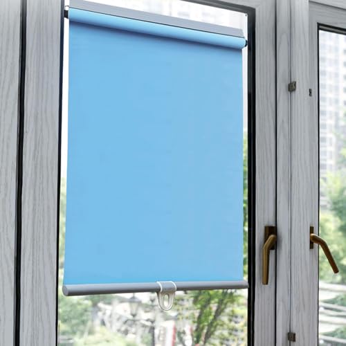 Agashi Verdunkelungsrollos Mit Federsystem, Rollos, Einziehbare Balkonvorhänge, Temporäre Jalousien, Sonnenschutzrollos Zum Schutz Der Privatsphäre/Blue/140 * 200Cm(55.1 * 78.7In) von Agashi