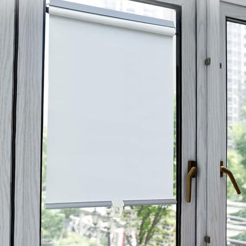 Agashi Verdunkelungsrollos Mit Federsystem, Rollos, Einziehbare Balkonvorhänge, Temporäre Jalousien, Sonnenschutzrollos Zum Schutz Der Privatsphäre/White/110 * 150Cm(43.*59In) von Agashi