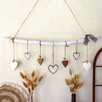 Ganzjährige Fensterdeko Zum Hängen "Herzen" L60&70cm Auf Wunsch Mit Halterung | Deckenmobile - Deko-Ast Holz Und Metall Anhängern von AgatasLaedchen