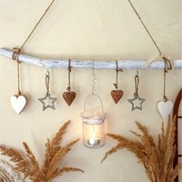 Moderne Hängedeko L60cm Mit Windlicht Personalisierbar | Fensterdeko Zum Aufhängen in Weiß Deko Ast Für Herbst Und Winter von AgatasLaedchen