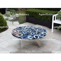 Blauer Achat Tischplatte Couchtisch/Beistelltisch Ecktischplatte Schöne Kunst Innendekor Wohnkultur Zufälliger Natürlicher von AGATECRAFTSIND