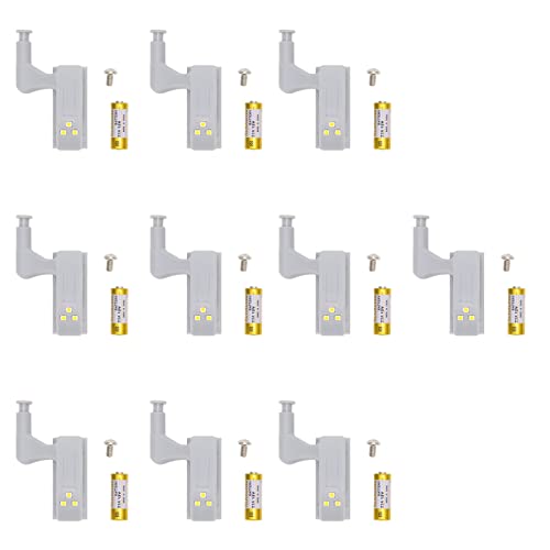 10 Sets Scharnier -LED -Licht, hohe Helligkeit Abs Schrank Tür Garderobe Light mit 3 LED -Lampenperlen für Kleiderschrank Schrank Hausküchenschrank Schrank verwenden (Warmes Licht + Batterie) von Agatige