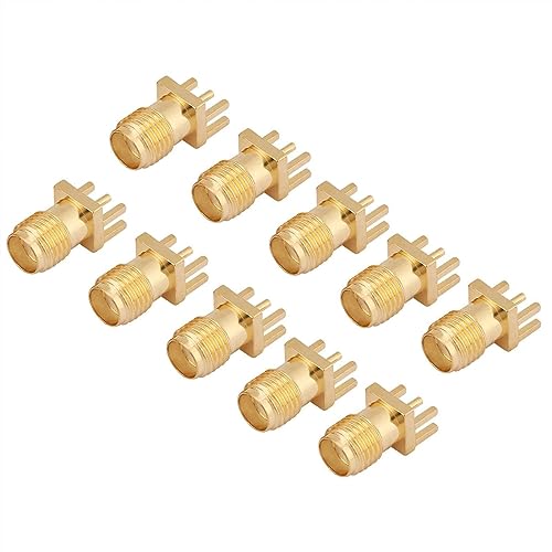 10 Stück SMA-Steckverbinder-Adapter, Messing-Buchse, Sockelbuchse, PCB-Montage, 50 Ohm, HF-Steckverbinder von Agatige