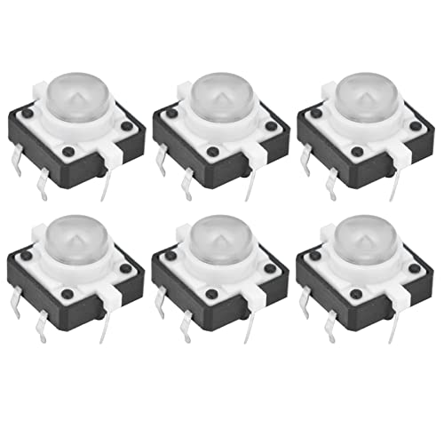 Vorverkabelt Latching Druckknopfschalter, 20 STÜCKE Tact Button Switch, Weiß 4 Pin 12x12x7,3 mm LED Micro Momentary Tactile Push Button Switch Kommunikationsausrüstung, Testinstrument von Agatige
