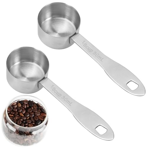 2 Stück Kaffeelöffel, 30 ml / 2 Esslöffel, Edelstahl-Kaffeemesslöffel, 1/8 Tasse, langstielige Löffel, Edelstahl-Kaffeelöffel, Kaffee-Esslöffel für Gläser und Kaffeebehälter von Agatige