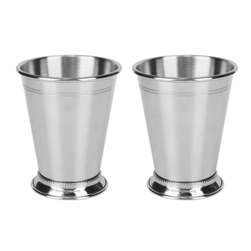 2 Stück 400 ml Mint-Julep-Becher, 14 Unzen, silberne Cocktailgläser aus Edelstahl, Moskau-Mule-Becher, Mint-Julep-Gläser, Metallweingläser, Cocktailbecher, Mixgetränkeglas für Zuhause, Party, Bar von Agatige