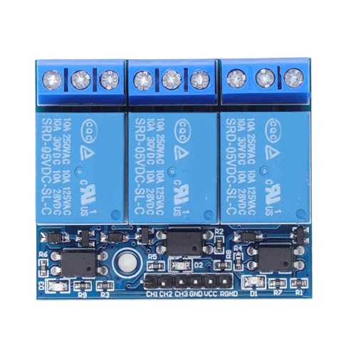 3-Kanal-Relaismodul, Hochspannungs-Relaisplatine, fehlertolerantes Design, elektronische Relais mit isoliertem Optokoppler, High-Low-Level-Trigger für Elektronik (5v (compatible with 3.3V)) von Agatige