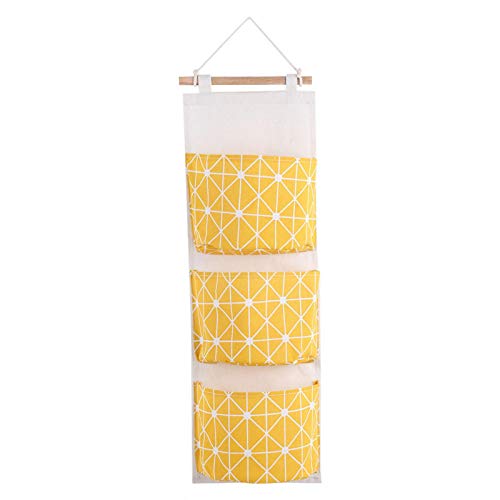 3 Taschen Aufbewahrungstasche, über Tür hängen Korb Wandtasche für Schlafzimmer Badezimmer 7,87 x 26,38 Zoll(Gelb) von Agatige