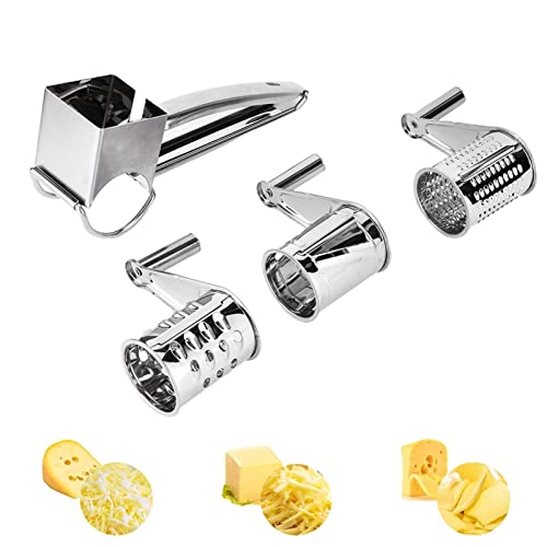 3 in 1 Käsedrehreibe Mit Griff, Edelstahl Grob Feiner Käse Parmesanreibe Slicer Mit Behälter von Agatige