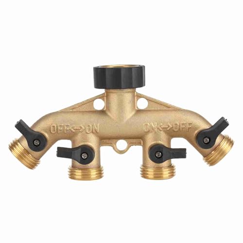 4 - -Gartenschlauchsplitter mit Messinggarten, 3/4 Zoll Schlauchrohr -Spigot -Adapter mit Ventildüsenschalter Tap -Steckverbinder für Gartenbewässerung im Freien (Europäischer Thread) von Agatige