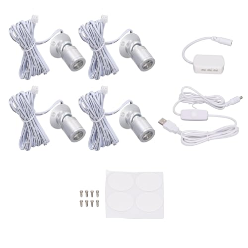 4PCS Mini LED -Spotlichter mit Dimmer, 1W 5 V 3000k Schmuck Showcase Display Leuchten, dimmbar unter Schranklichtern für Ausstellungsschritte, Eingangswege (Warm Light) von Agatige