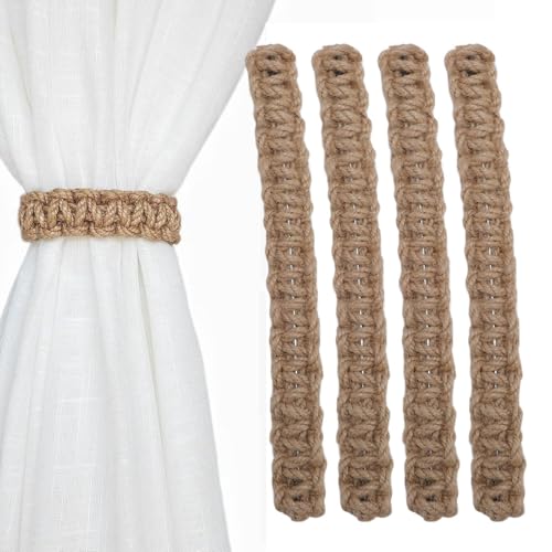 4pcs Jute Vorhang Biege Rücken, rustikaler Stil Leichter dekorativer Vorhang Holdbacks Seilbacks für Zuhause oder Büro 4pcs Jute Vorhang Biege Rücken, rustikaler Stil Leichter dekorativer Vorhang Holdbacks Seilbacks für Zuhause oder Büro von Agatige