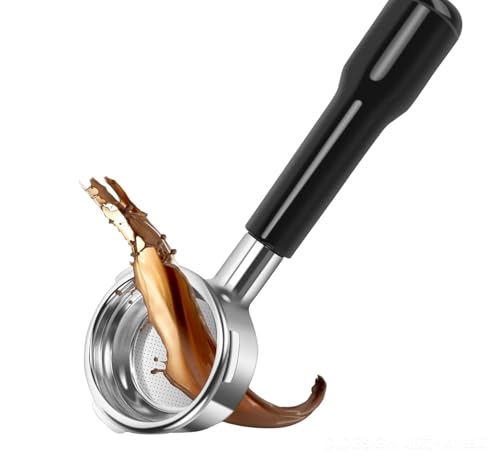 58 mm bodenloser Portafilter, professioneller wiederverwendbarer 3 EarSpresso Portafilter Flair Espresso -Kaffeefilterkorb für 3 Ohren symmetrische Kaffeemaschine Ersatz (Schwarz) von Agatige