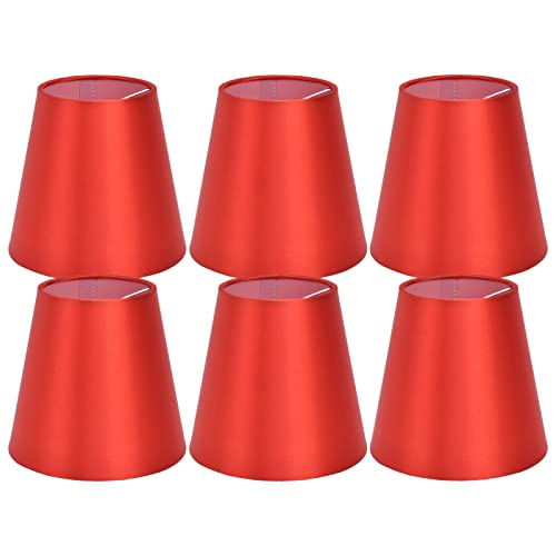 6pcs E14 kleiner Lampenschatten, Stofflampenschirm Tischlampen Deckenlampenschirm für Schlafzimmer (Big Red PX150) von Agatige