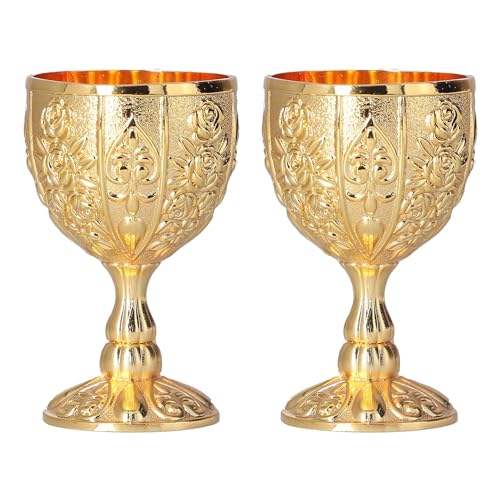 Agatige 2 Stück Metallkelch, Vintage Weinbecher Set Weinglas Ornamente für Heimtextilien Kollektion(EIN) von Agatige