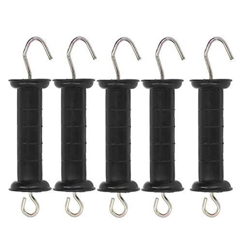 Agatige 5 pcs isoliertes Zaun -Tor -Griff, schwarzer eelektrischer Kunststoffpostgriff mit Metallhaken für Gartenfarm schwere Stempel -Ranch Elektronische Zubehör von Agatige