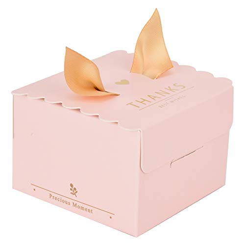 Agatige 50 Stück Cookie Geschenkboxen, Candy Boxes Party Favor Boxen Treat Boxen für Party, 2.6 "x2.6 x1.8 (Pink Thanks) von Agatige