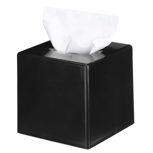 Schwarzes Tissue Box Cover, Square Modern Gesichtsgewebeboxhalter Papiertuchbox Serviettenspender für Bad Eitelkeit Arbeitsplatte, Kommode, Büro-Schreibtisch von Agatige