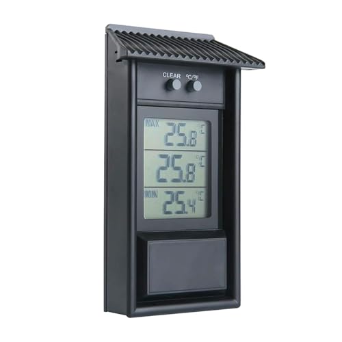 hygrometer digital, 13,2 x 8 x 3 cm Gewächshaus Thermometer, Digital Max Min Wandthermometer, Outdoor Wasserdichtes Thermometer für Garten Gewächshaus Home Indoor Outdoor von Agatige