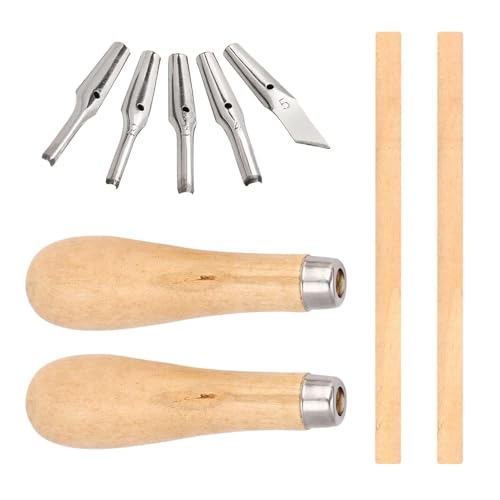 Holz-Schnitzwerkzeug Set, Linolschneider, 2er-Set Linolschneider, Schnitzmesser, Holzbearbeitungs-Sculpting-Tool basteln erwachsene modellierwerkzeug skalpell basteln für Ink Paint Block Stamping von Agatige