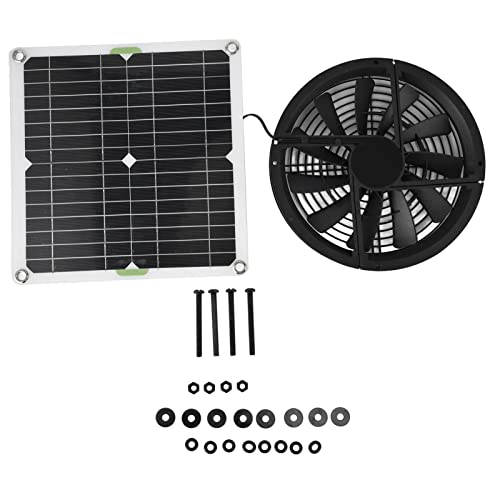Agatige Solarpanel Lüfterkit, 10 Zoll 100W Solar angetriebener Abluftventilator Wasserabfall Runde Lüftung Gehäuse Lüftung für Hühnerstall -Gewächshausschuppen von Agatige