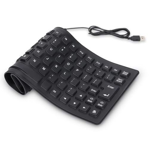 Agatige USB Silikon Faltbare Tastatur, 85 Tasten tragbare wasserdichte leise weiche Tastatur, Ergonomisches Design kabelgebundene Silikontastatur für iOS/Androd/Window PC Laptop von Agatige