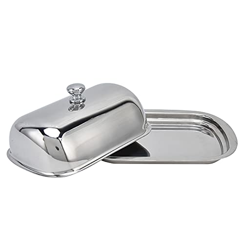Edelstahl -Butterschale mit Deckel, Butterbehälter High Gloss Dessert Brot Käse Kuchenbox Lebensmittel Aufbewahrungsbox mit Deckel von Agatige